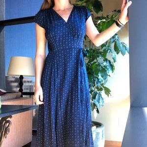 GAP Wrap Midi Dress, Navy Dot